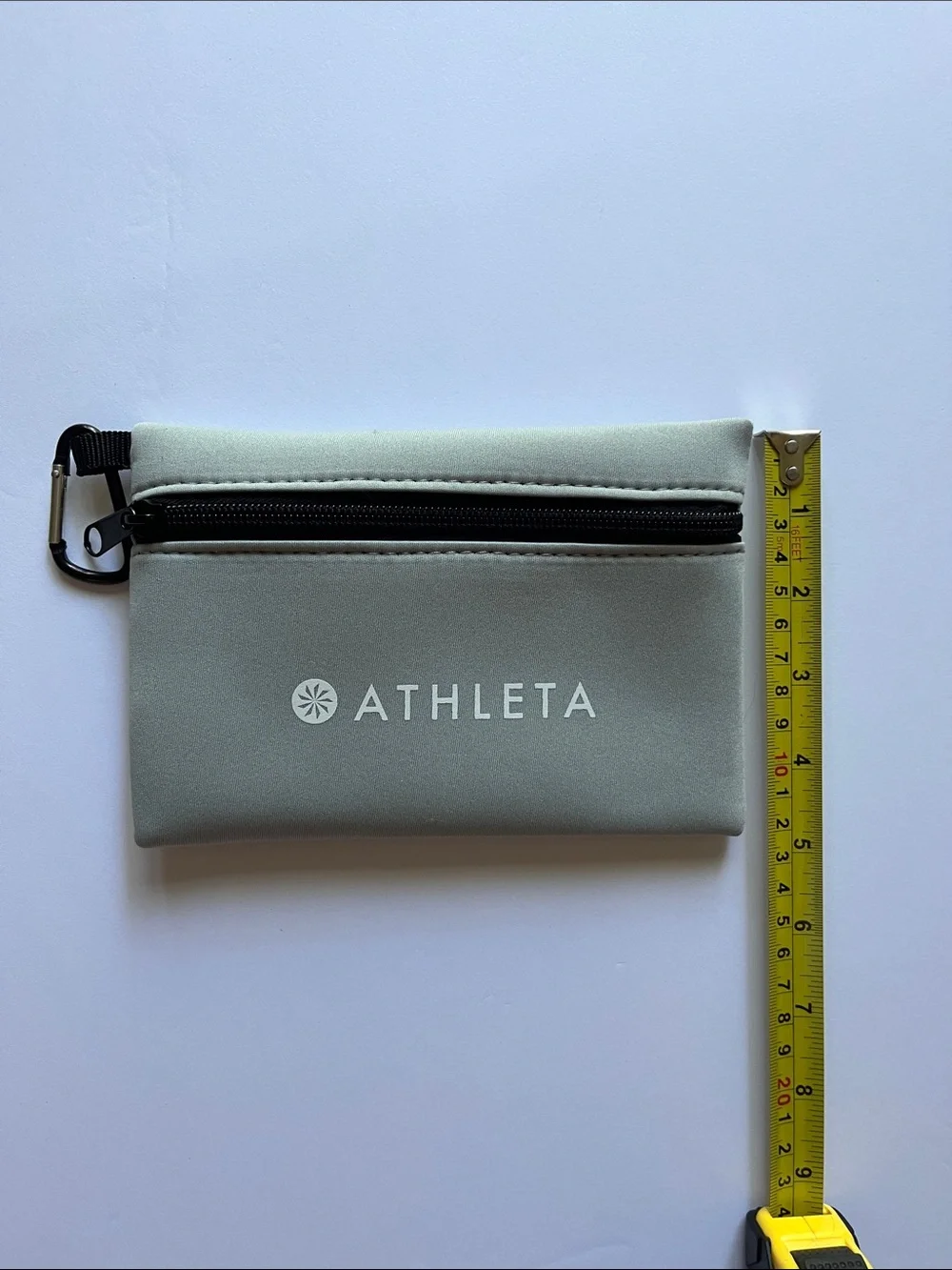 Athleta Grey Neoprene Zip Pouch with Clip
